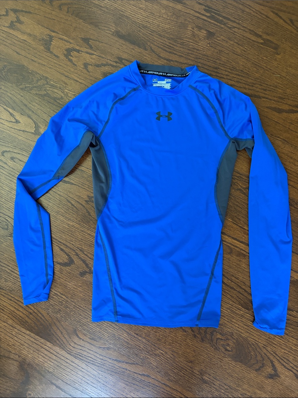 Under Armour Men’s Long-Sleeve Compression Shirt - Blue with Gray Panels
